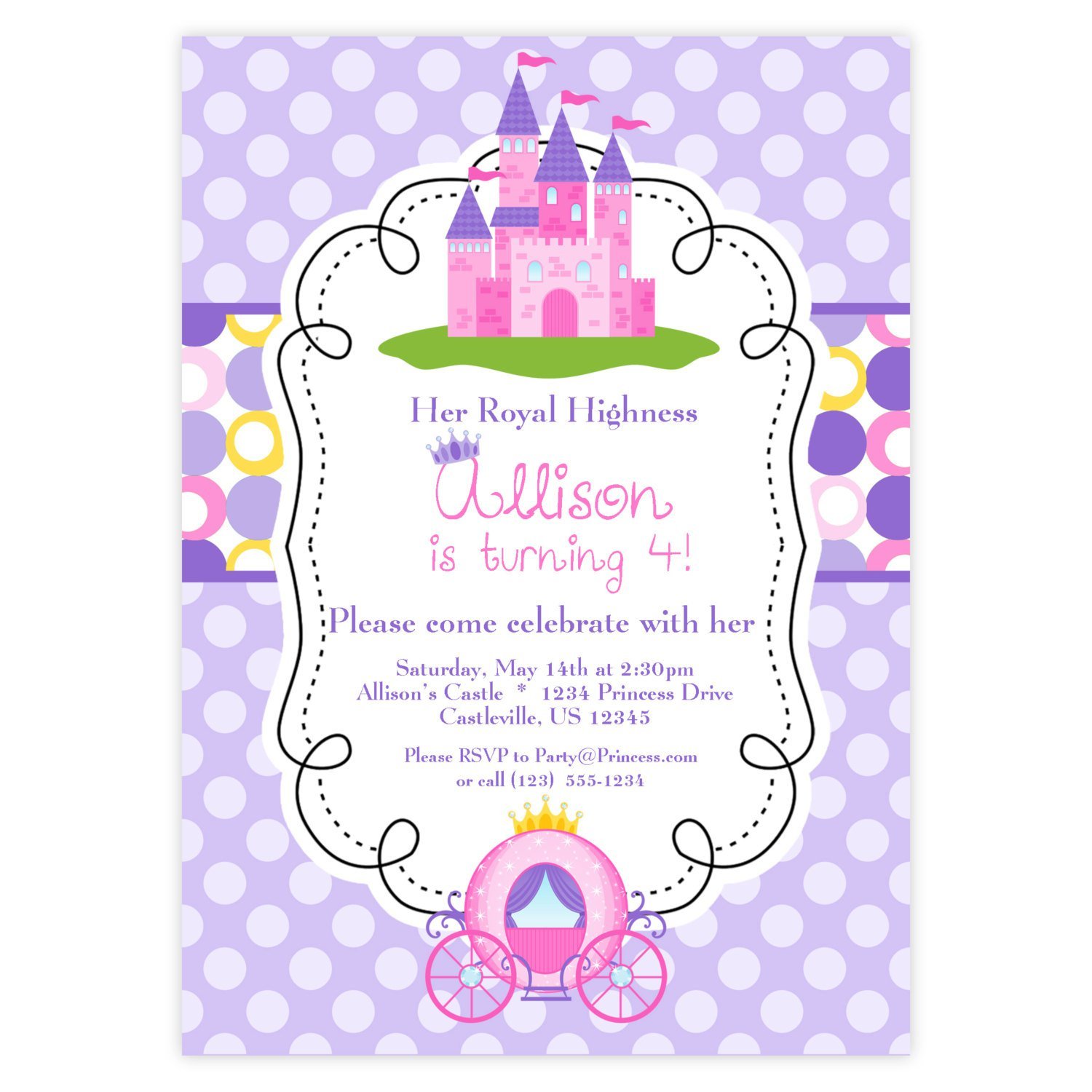 Pink Princess Birthday Invitations