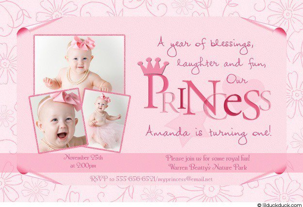 Pink Princess Birthday Party Invitations