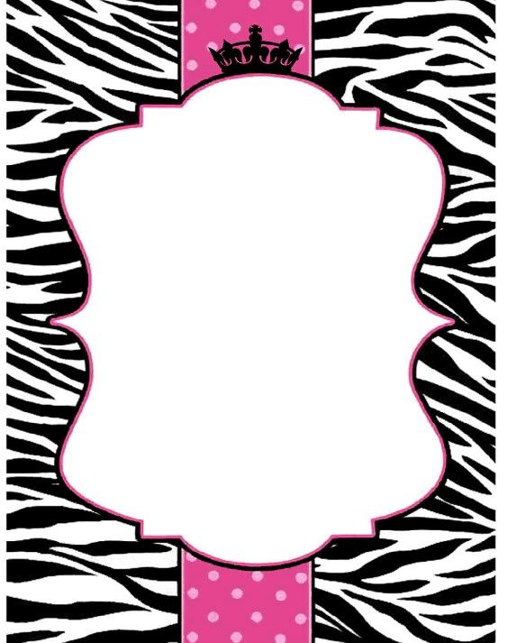 Pink Zebra Blank Invitations