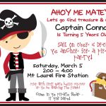 Pirate Birthday Invitation Wording