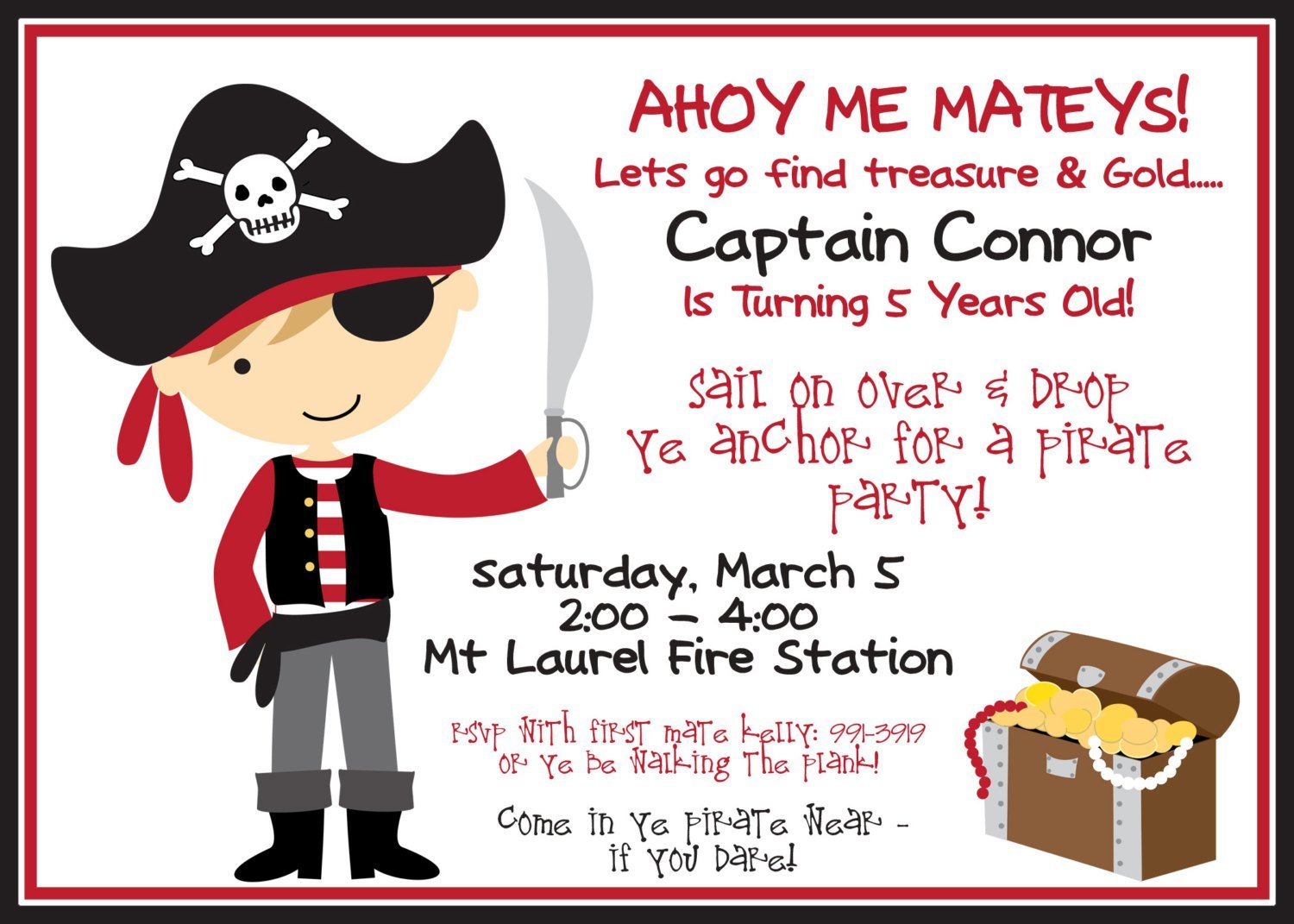 Pirate Birthday Invitation Wording