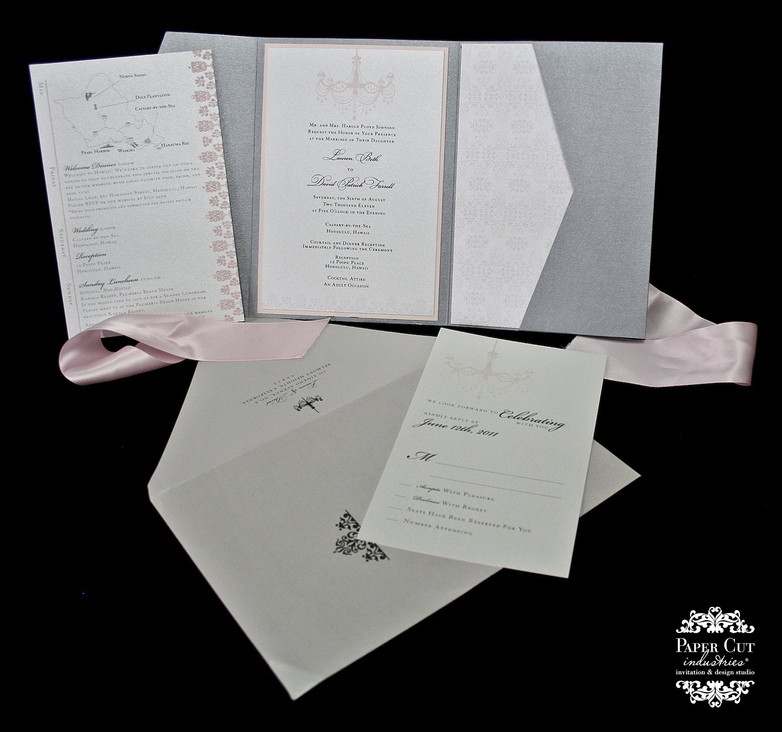 Pocket Wedding Invitations Ribbon