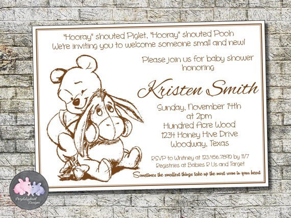 Pooh Bear Baby Shower Invitations