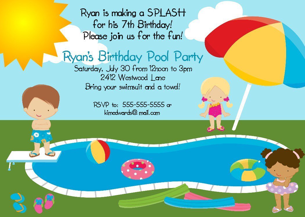 Pool Party Invitation Cards Free