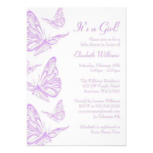 Pretty Purple Baby Shower Invitations