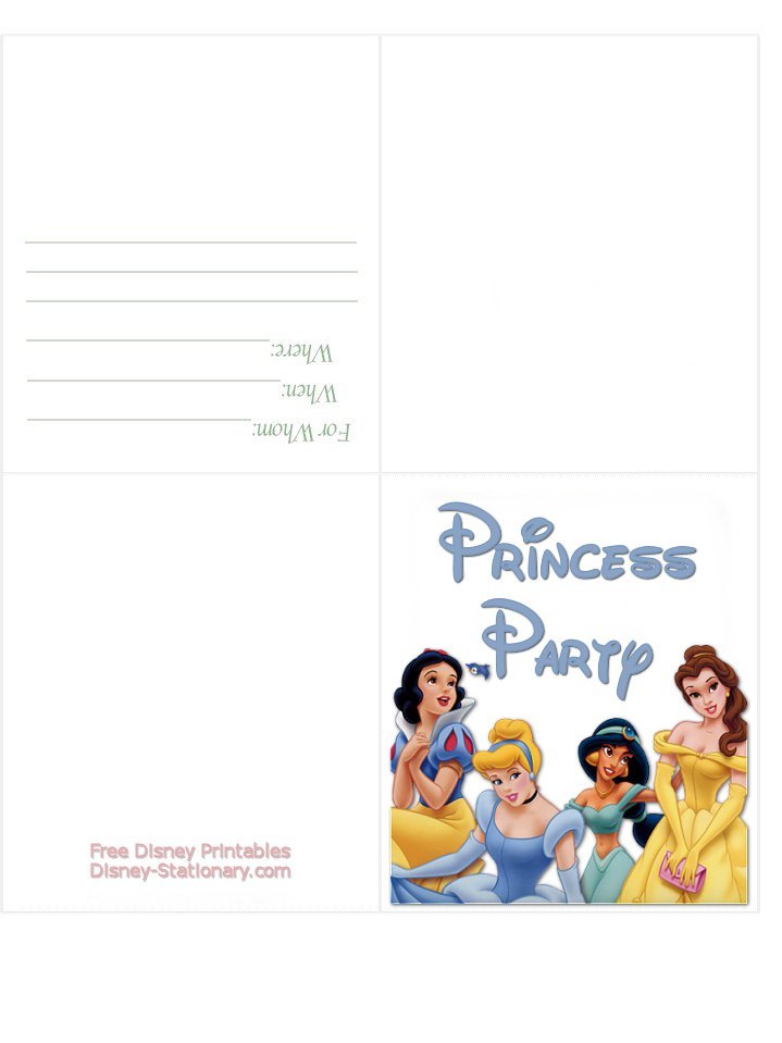 Princess Birthday Invitation Cards Printable