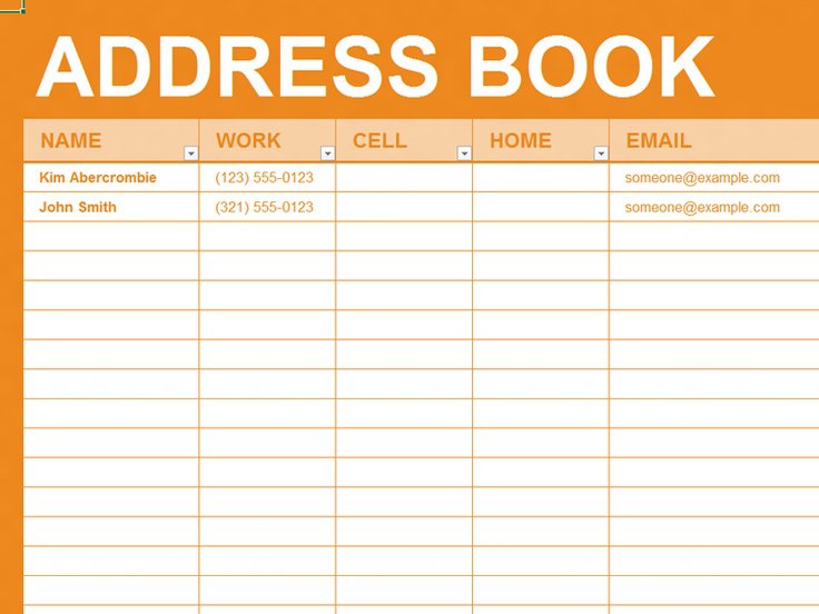 Printable Address Book Pages Template