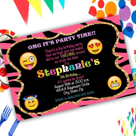 Printable Birthday Invitations Emojis