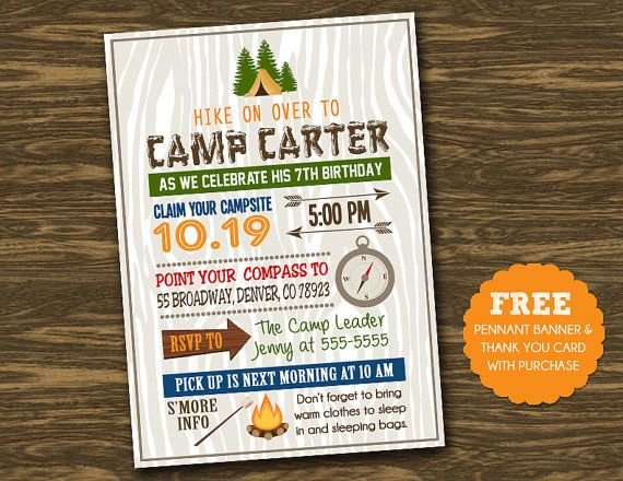 Printable Camping Birthday Party Invitations