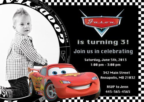 Printable Cars Birthday Invitation Cards