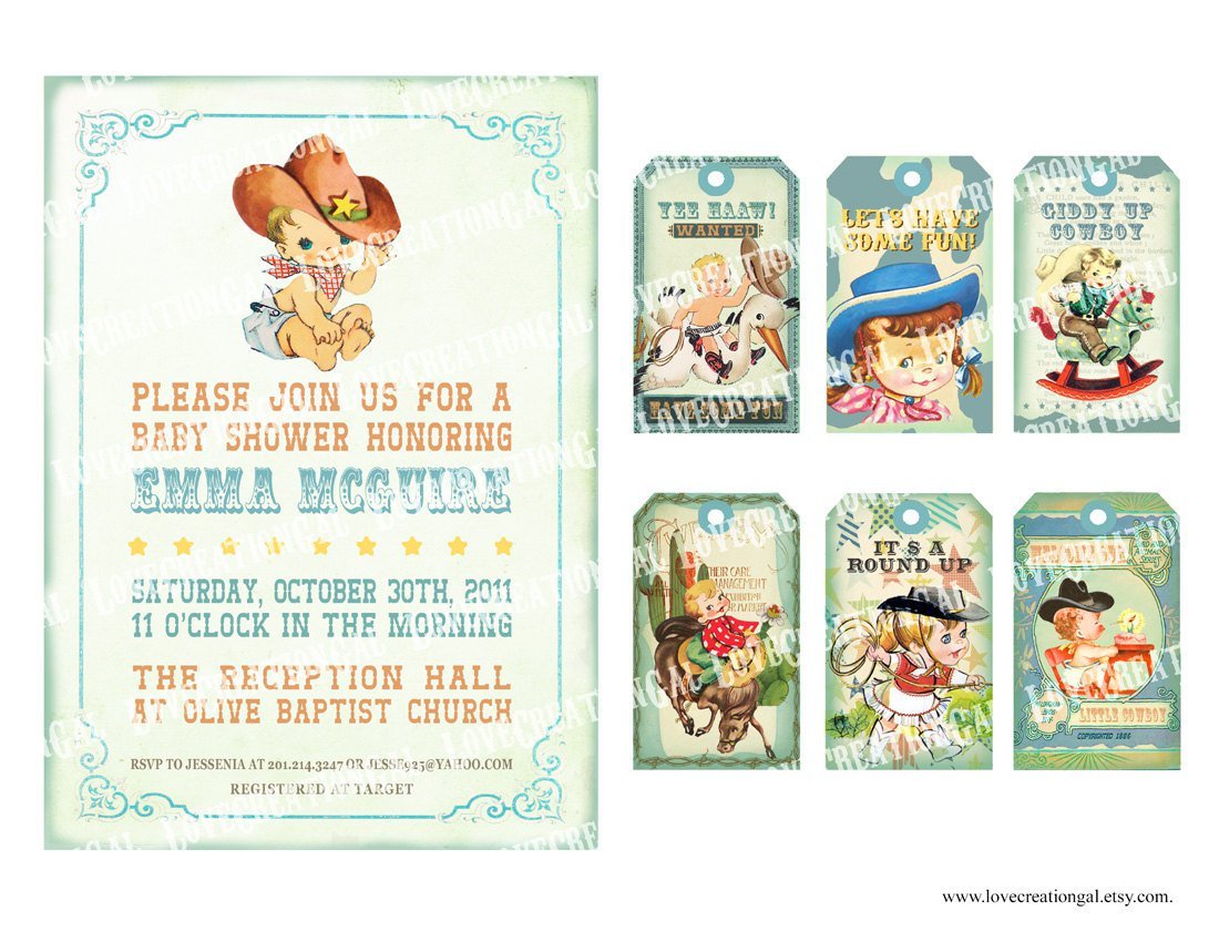 Printable Cowboy Baby Shower Invitations