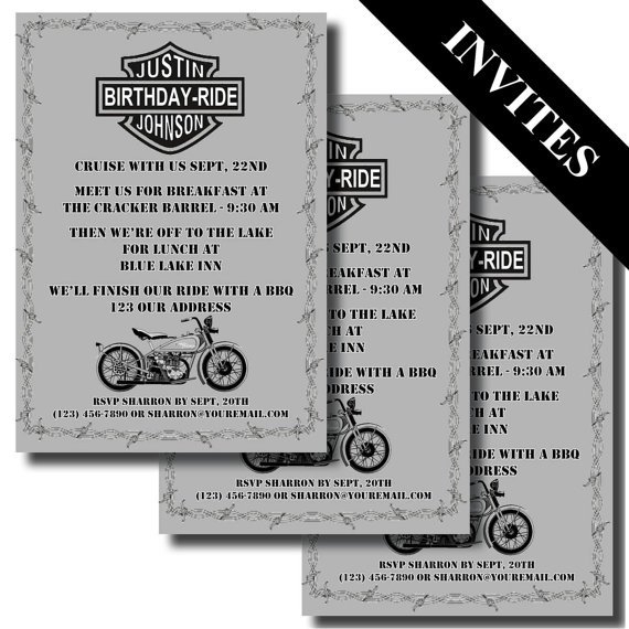 Printable Motorcycle Invitations Invitation Design Blog