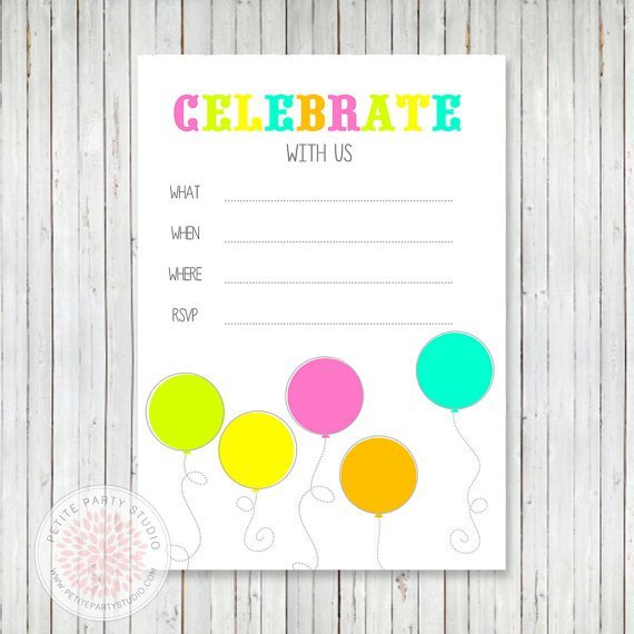 Printable Neon Birthday Invitations