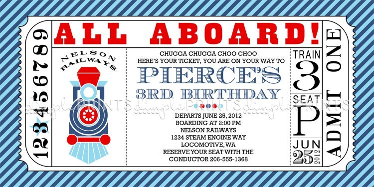 Printable Train Ticket Party Invitations