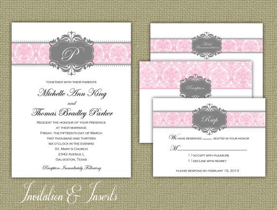 Printable Wedding Invitation Inserts