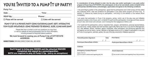 Pump It Up Party Invitation Wording