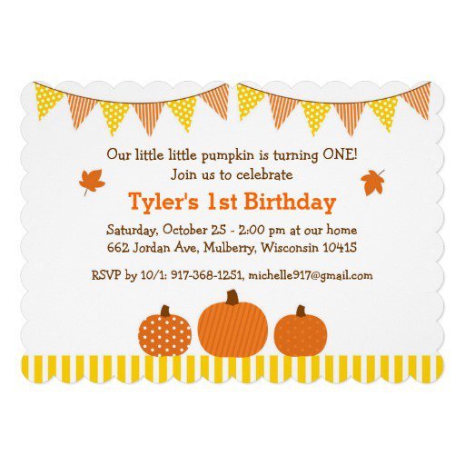 Pumpkin First Birthday Invitations