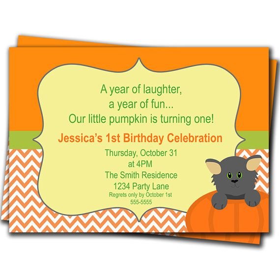 Pumpkin Orange Chevron Invitations Girl