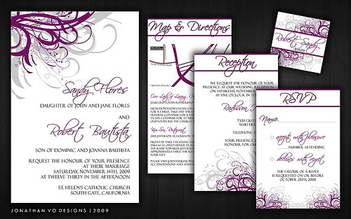 Purple And Gray Wedding Invitations
