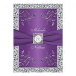 Purple And Silver Wedding Bow Invitations