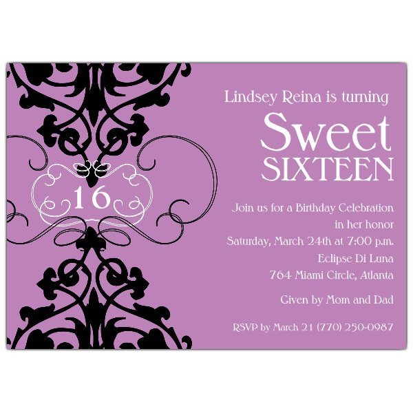 Purple Birthday Invitations Template