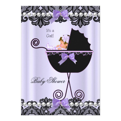 Purple Green Baby Shower Invitations