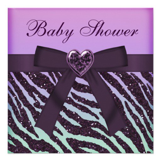 Purple Zebra Baby Shower Invitations