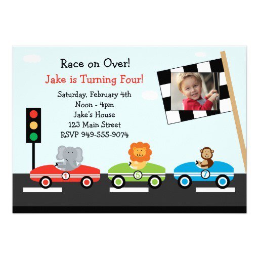 Race Car Birthday Invitations With Photo