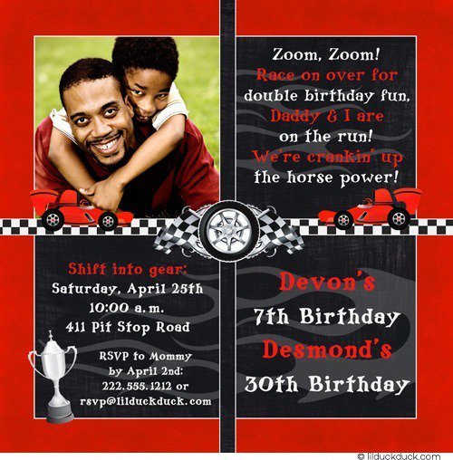 Race Car Birthday Party Invitation Wording