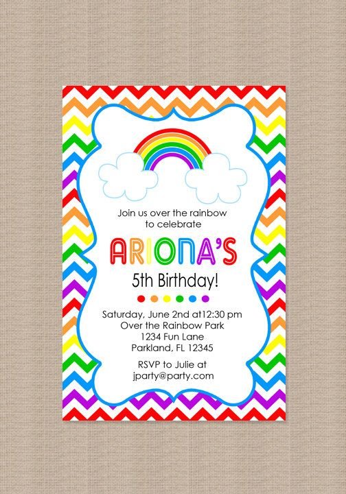 Rainbow Birthday Party Invitations