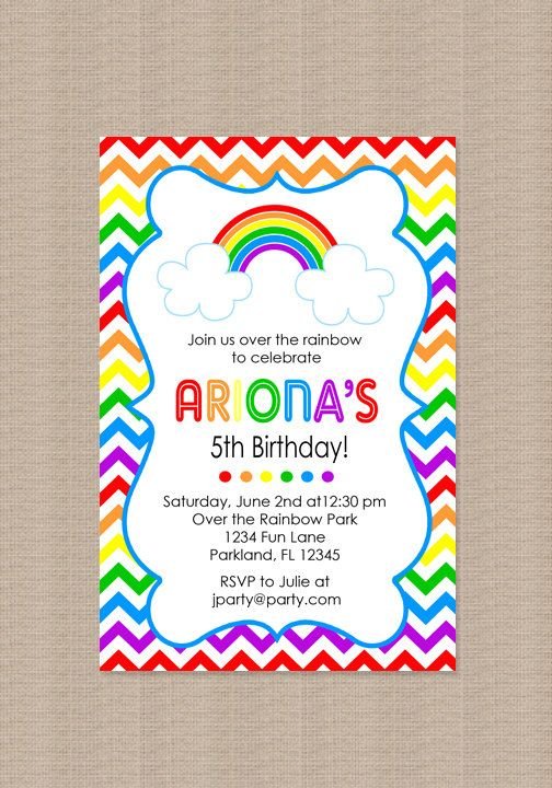 Rainbow Birthday Party Invitations