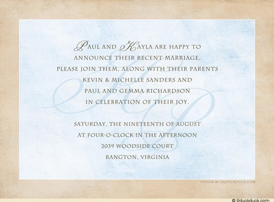 Reception Invitation Wording