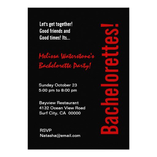 Red And Black Bachelorette Invitations