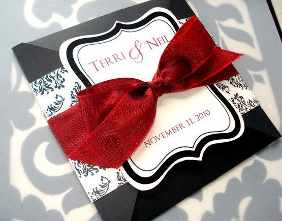 Red And Black Wedding Invitations Cheap