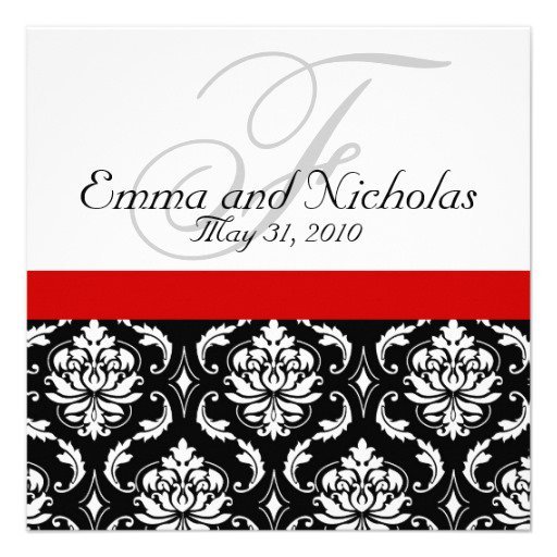 Red Damask Wedding Invitations