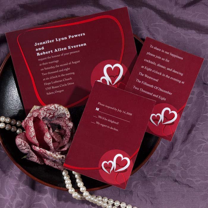 Red Double Heart Wedding Invitations