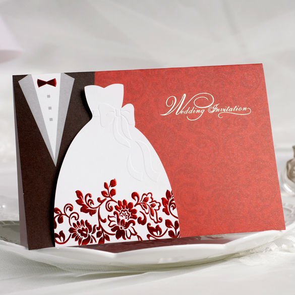 Red Gold Wedding Invitation Cards