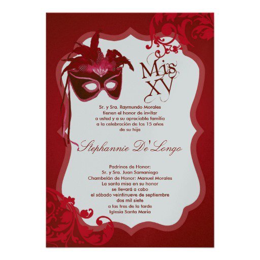 Red Masquerade Quinceanera Invitations