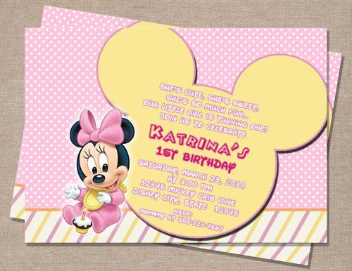 Red Minnie Mouse 1st Birthday Invitations