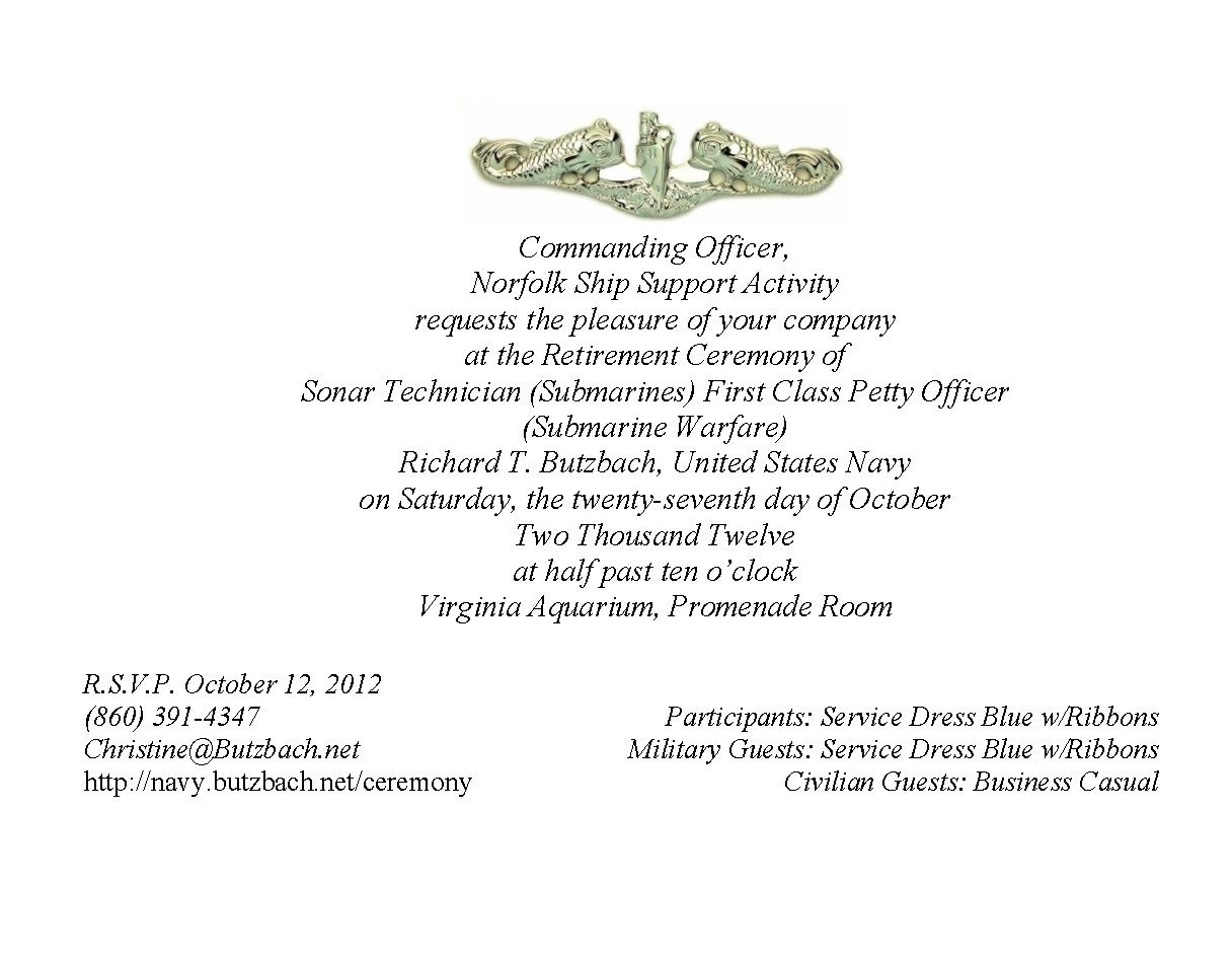 Retirement Ceremony Invitation