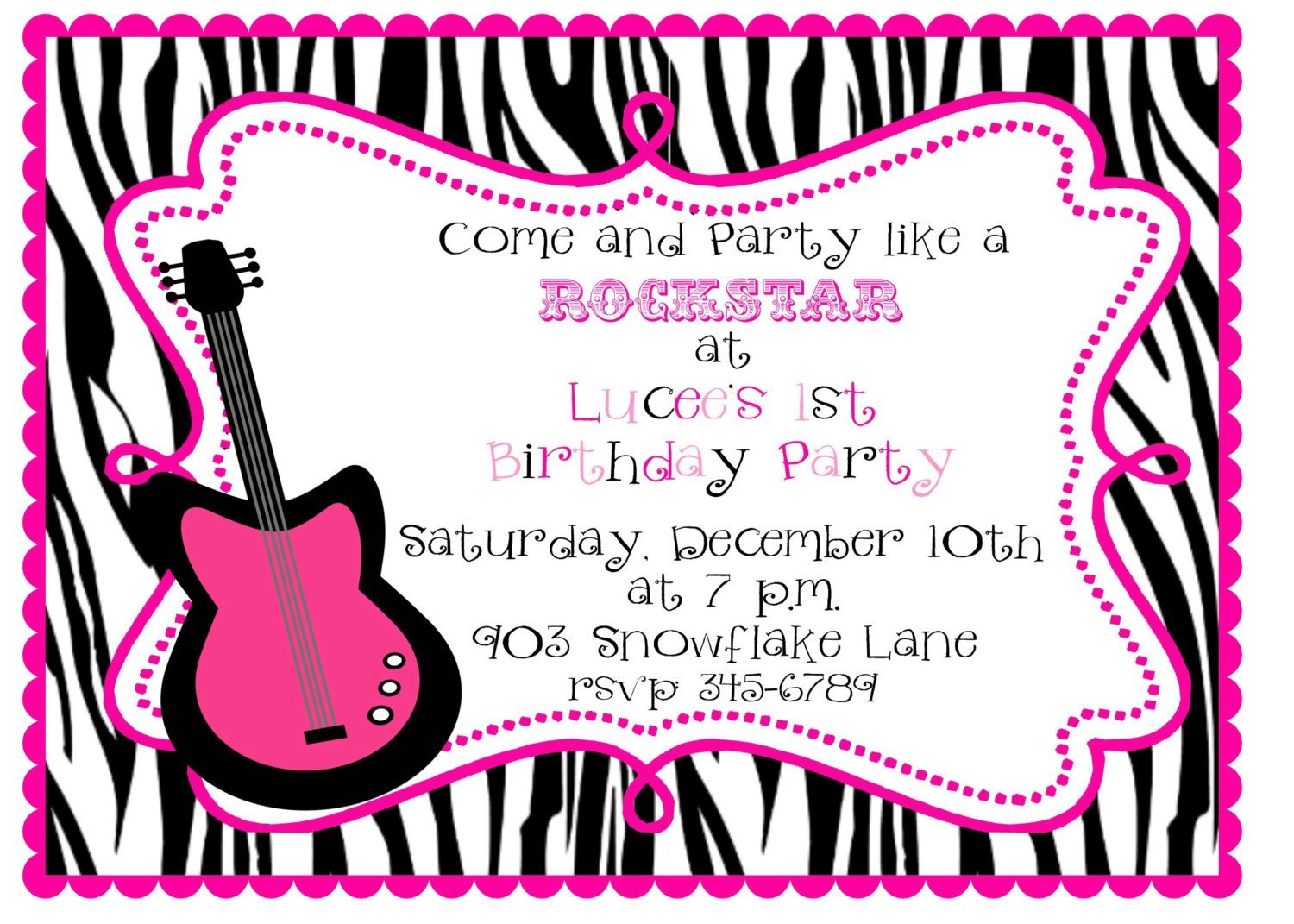 Rock Star Invitation Wording