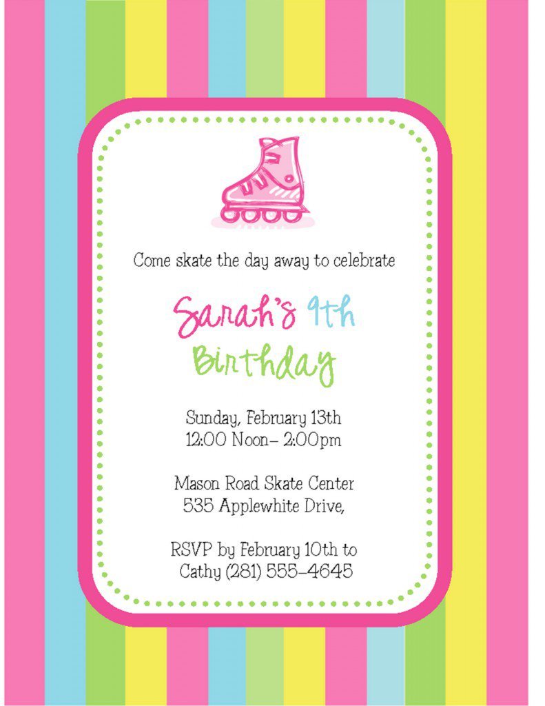 Roller Skating Party Invitation Templates