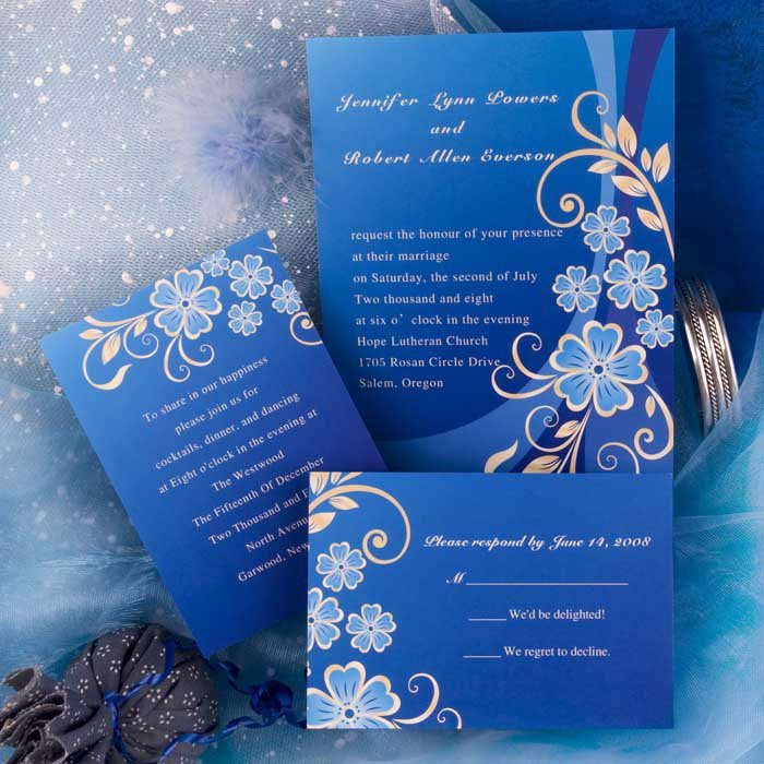 Royal Blue Damask Wedding Invitations