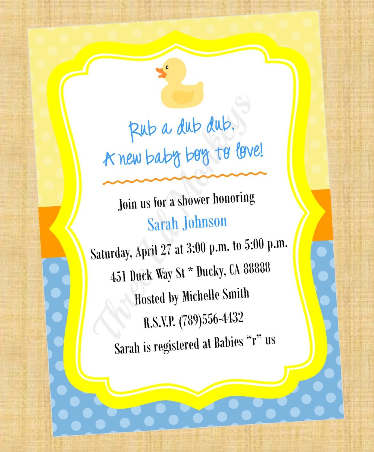 Rubber Ducky Invitation Templates