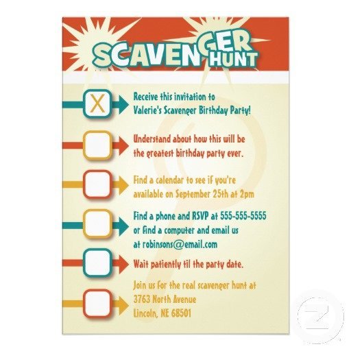 Scavenger Hunt Birthday Invitations