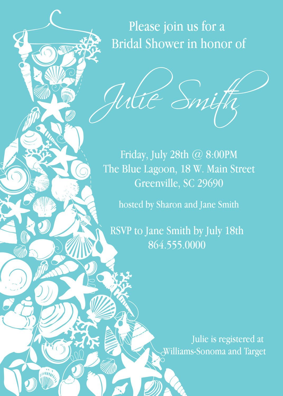 Seashell Bridal Shower Invitations