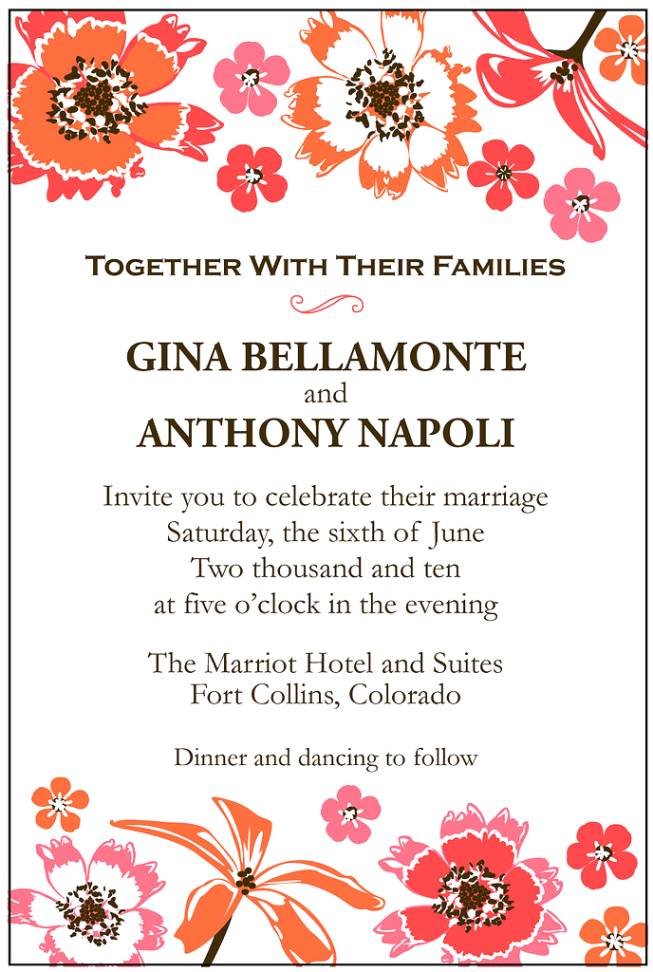 Second Wedding Invitation Wording No Gifts