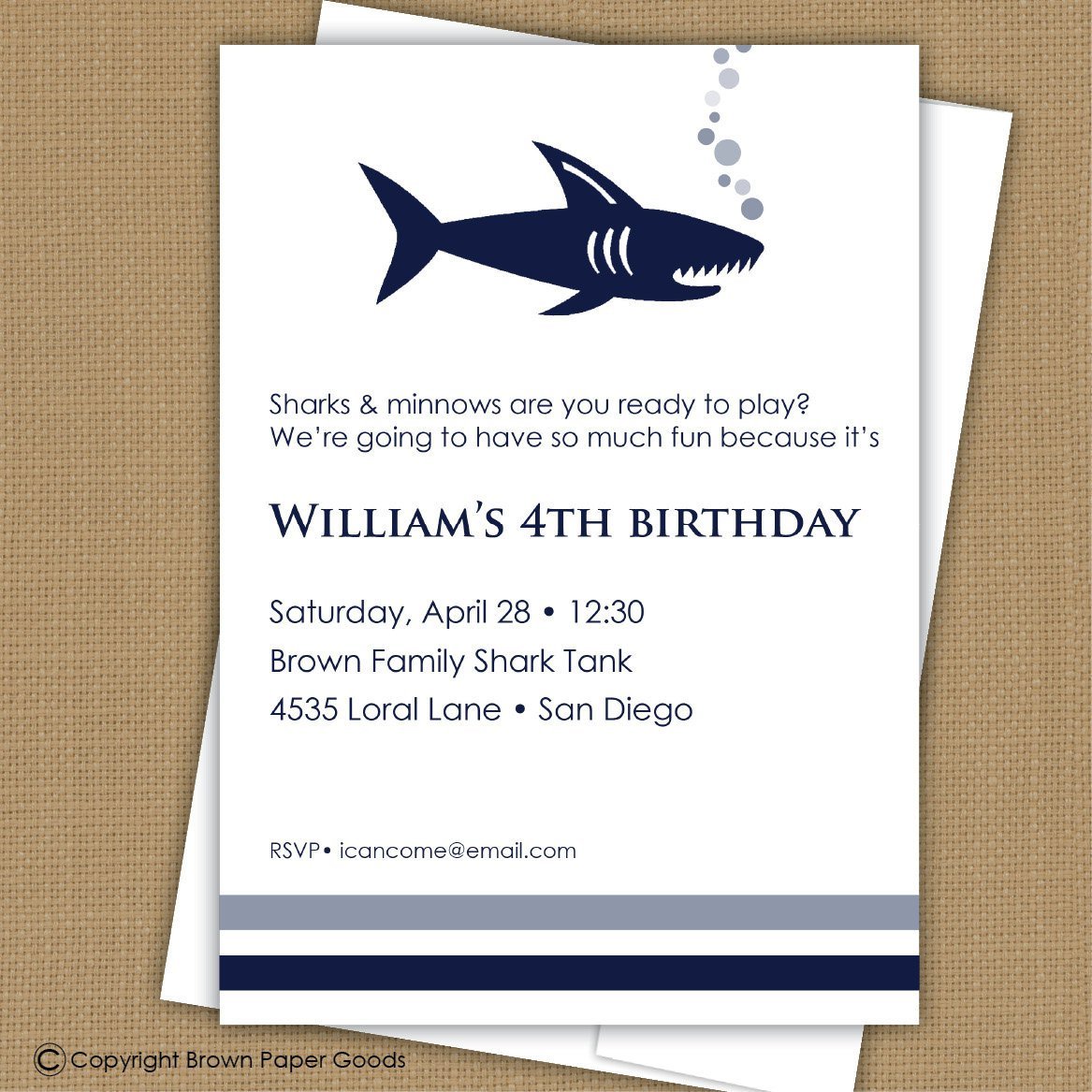 Shark Party Invitation Template