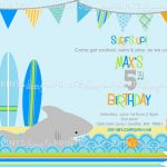 Shark Printable Birthday Invitations For Boys