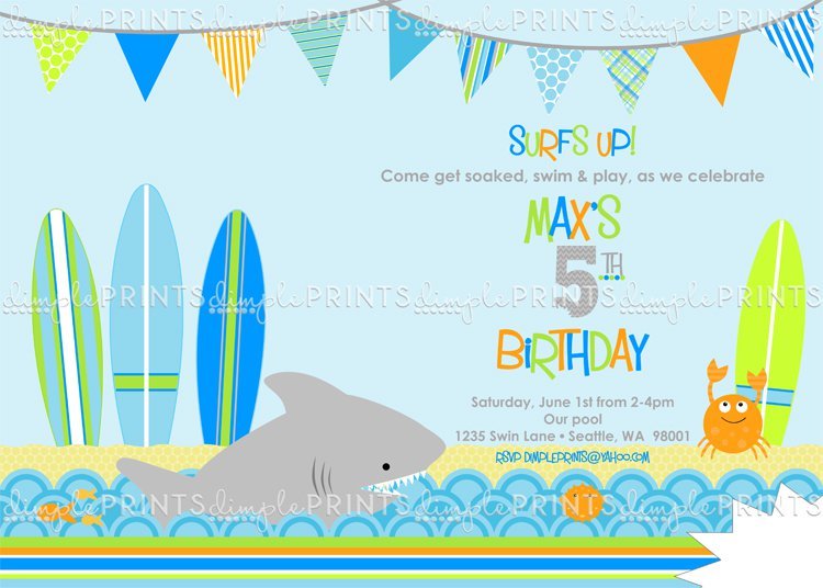 Shark Printable Birthday Invitations For Boys